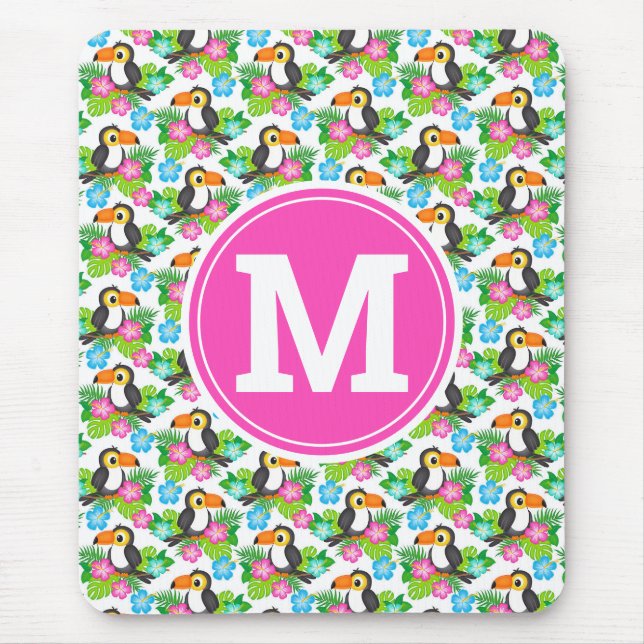 Tropical Toucan och Blommönster under sommaren Musmatta (Framsidan)