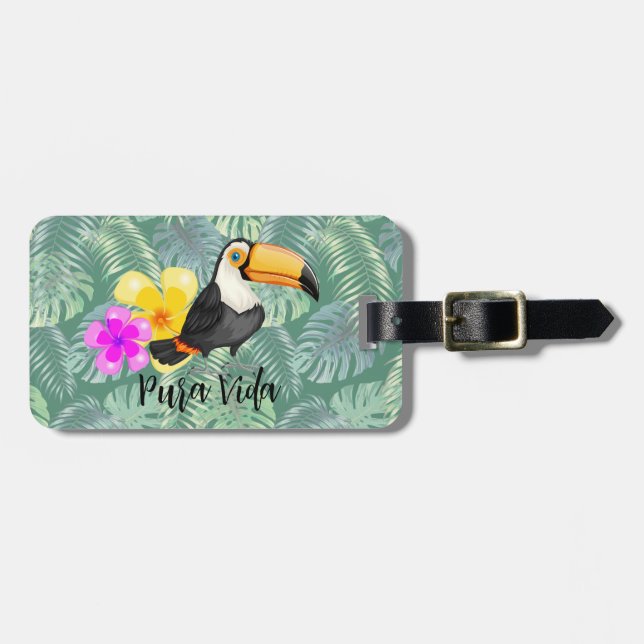 Tropical Toucan Pura Vida Design Bagagebricka (Horisontell Framsida)