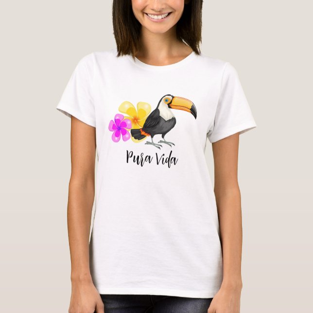 Tropical Toucan Pura Vida Design T Shirt (Framsida)