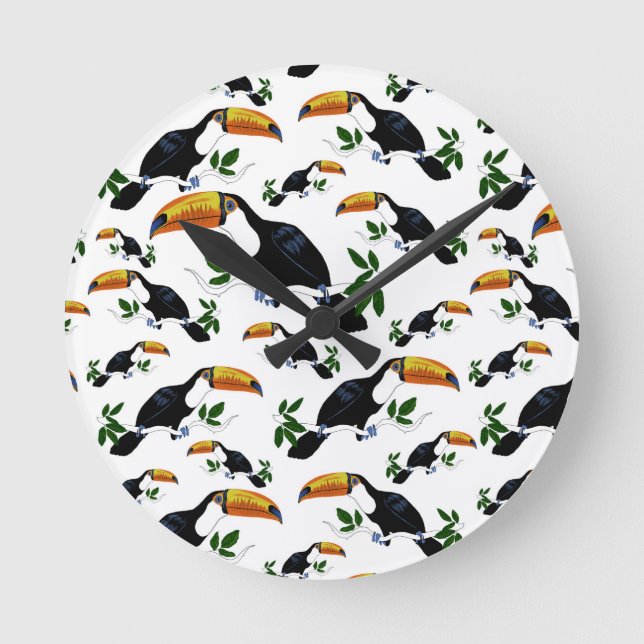 Tropical Toucans - Playful Jungle Rund Klocka (Framsida)