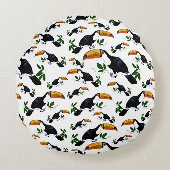 Tropical Toucans - Playful Jungle Rund Kudde (Framsidan)