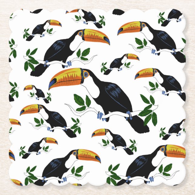 Tropical Toucans - Playful Jungle Underlägg Papper (Framsida)