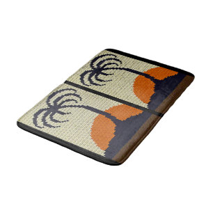Tropical Träd Orange Sunset Artisan Crochet Print Badrumsmatta