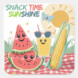 Tropical Treats – Sommar-snack-stickerset Fyrkantigt Klistermärke