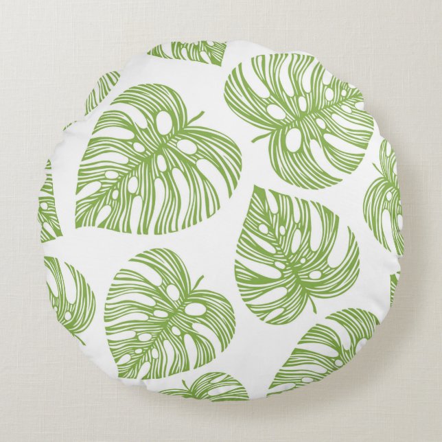 Tropical trendy seamless pattern with exotic palm  rund kudde (Framsidan)