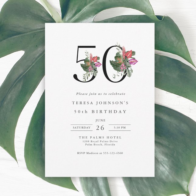 Tropical Tropical 50:e födelsedagsinbjudan till en Inbjudningar (Available in both printed and instant download digital formats.)