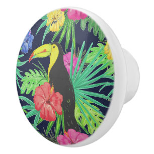 Tropical Tucan och Löv Rainforest Knopp