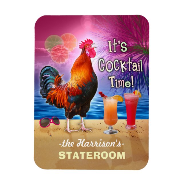 Tropical Tupp Cocktails Funny Cruise Stateroom Magnet (Vertikal)