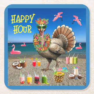 Tropical Turkiet Glad timme Thanksgiving Underlägg Papper Kvadrat