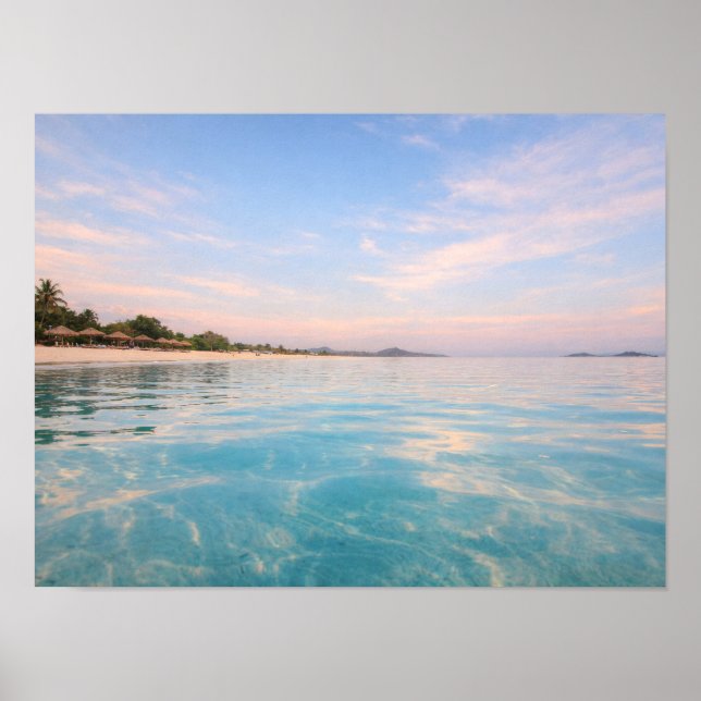 Tropical Turquoise Beach Poster - Pastel Sunset (Framsidan)