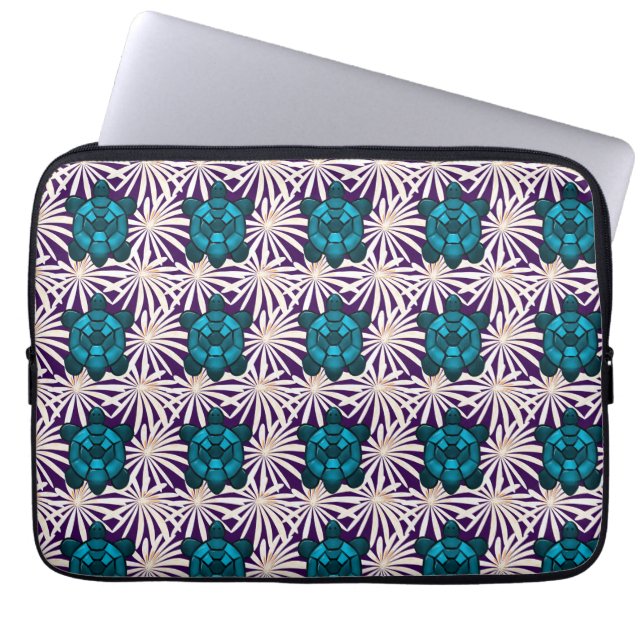 Tropical Turtle Floral Pattern Seamless Sea Turtle Laptop Fodral (Framsidan)
