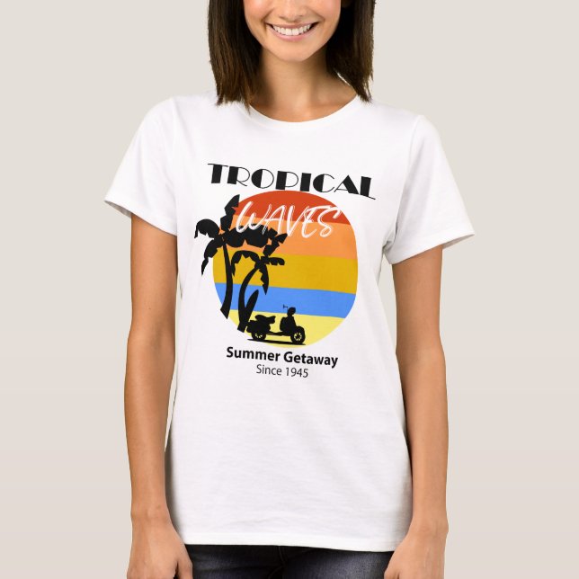 Tropical Vågar Summer Beach Getaway T-Shirt (Framsida)