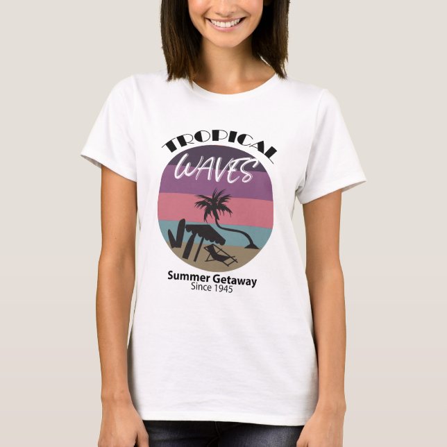 Tropical Vågar Summer Getaway Theme T Shirt (Framsida)