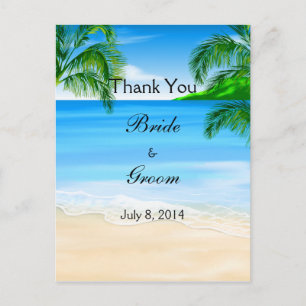 Tropical Vatten Beach Wedding Tack Vykort