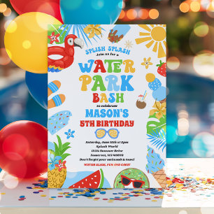 Tropical Vatten Park Sommar Födelsedagsfest Inbjudningar