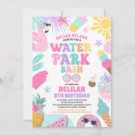 Tropical Vatten Park Sommar Födelsedagsfest Inbjudningar