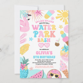 Tropical Vatten Park Sommar Födelsedagsfest Inbjudningar