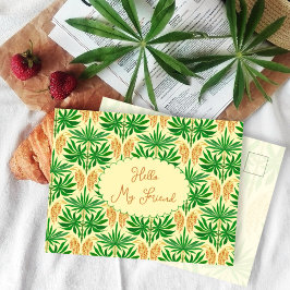 Tropical Vibe Palm Pattern Friendship  Vykort