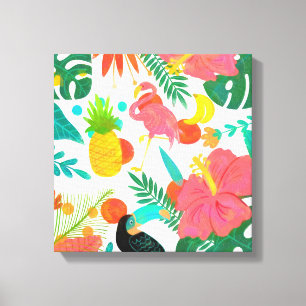 Tropical Vibes Blommigt Lövs SommarChic Canvastryck