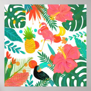 Tropical Vibes Blommigt Lövs SommarChic Poster