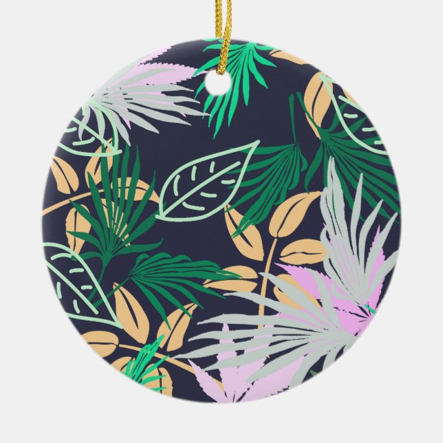 Tropical Vibes Löv Plants Julgransprydnad Keramik (Framsidan)