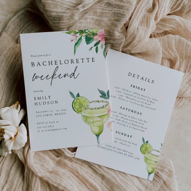 Tropical Vibes Mexico Beach Bachelorette Helg Inbjudningar (Skapare uppladdad)