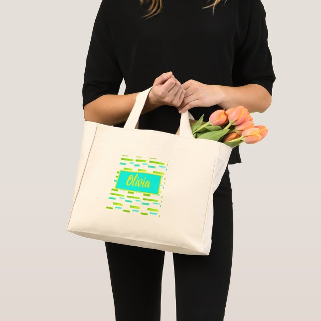 Tropical Vibes Olivia Lägg till ditt namn i bag Mini Tygkasse (Framsida (produkt))