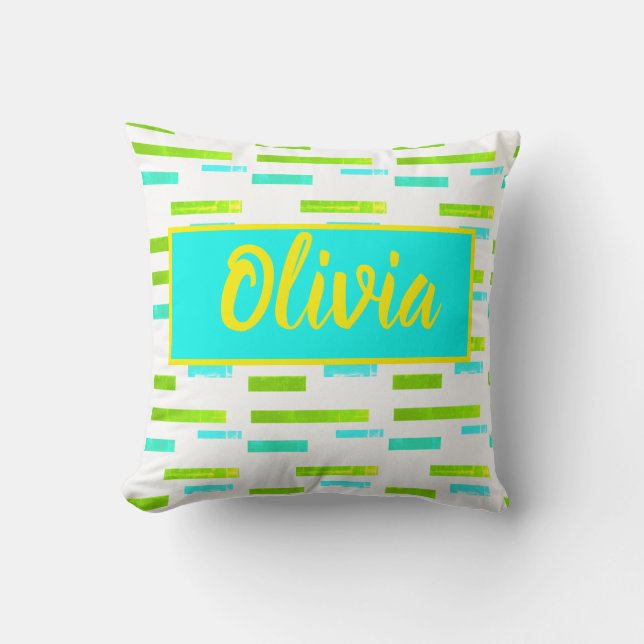 Tropical Vibes Olivia Lägg till ditt namn Pillow C Kudde (Framsida)