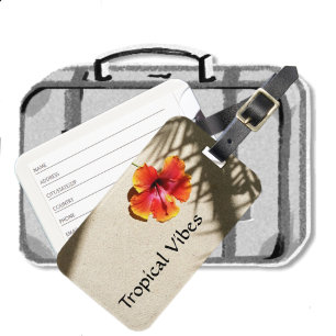 Tropical Vibes Orange Hibiscus Flower Sandy Beach Bagagebricka