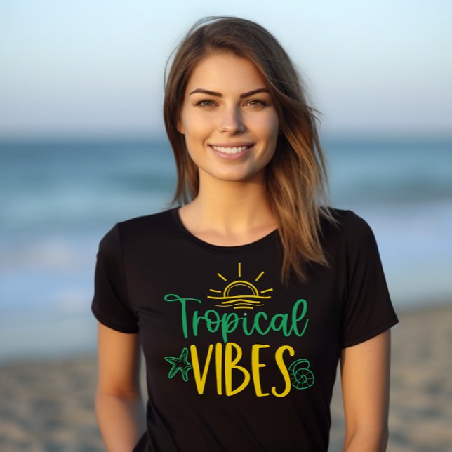 "Tropical Vibes" Paradise Summer T-Shirt for Women (Skapare uppladdad)
