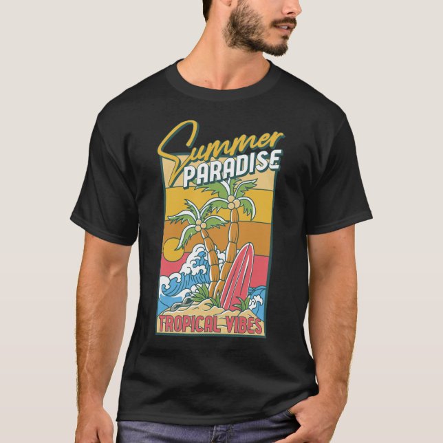 Tropical Vibes vid sommarparadiset T Shirt (Framsida)