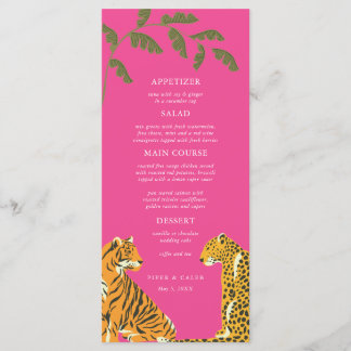 Tropical Vild katt Bröllop Menu Meny