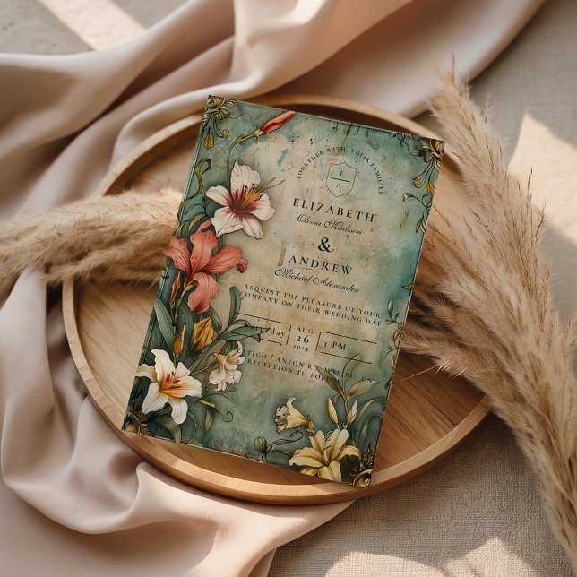 Tropical Vintage Garden Wedding Inbjudningar (Skapare uppladdad)