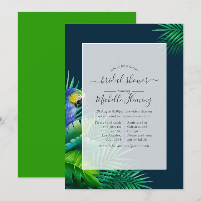 Tropical Virtuell Shower-inbjudan Inbjudningar (Fram/baksida)