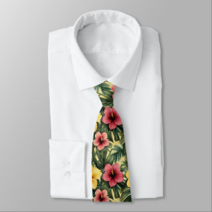 Tropical Watercolor Banana Lövs och Hibiscus Slips