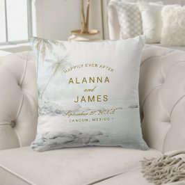 Tropical Watercolor Beach Wedding Keepsake Pillow  Kudde