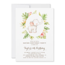 Tropical Watercolor Elephant Safari Barns födelsed