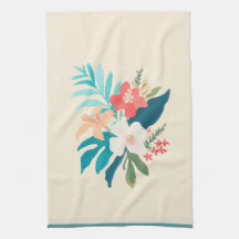 Tropical Watercolor Flowers in Coral & Teal