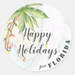 Tropical Watercolor Glad helg från Florida Runt Klistermärke