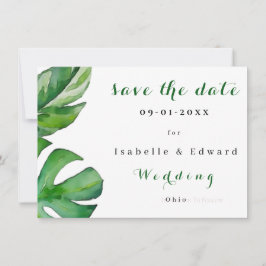 Tropical Watercolor Green Leaves Custom Spara Datumet