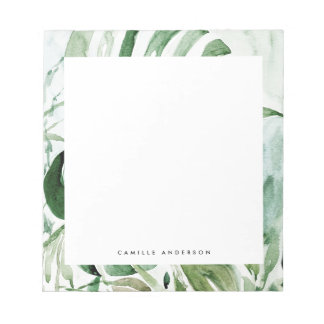 Tropical Watercolor Monstera Leaves Greenery Anteckningsblock