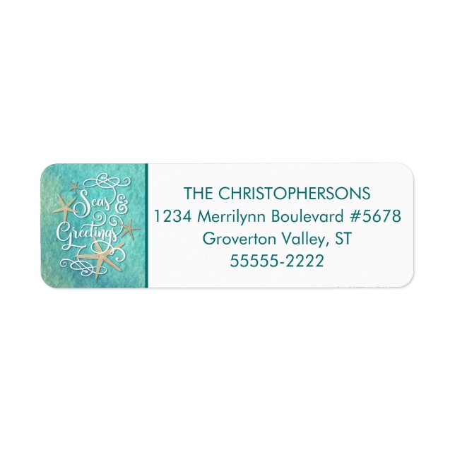 Tropical Watercolor SEAson's Greetings Returadress Etikett (Framsidan)