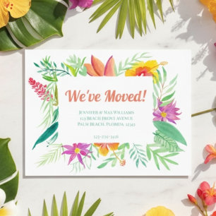 Tropical Watercolor Vi har flyttat meddelande Vykort