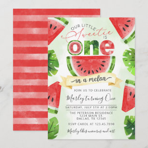 Tropical Watermelon 1st Birthday Party bjudande in Inbjudningar