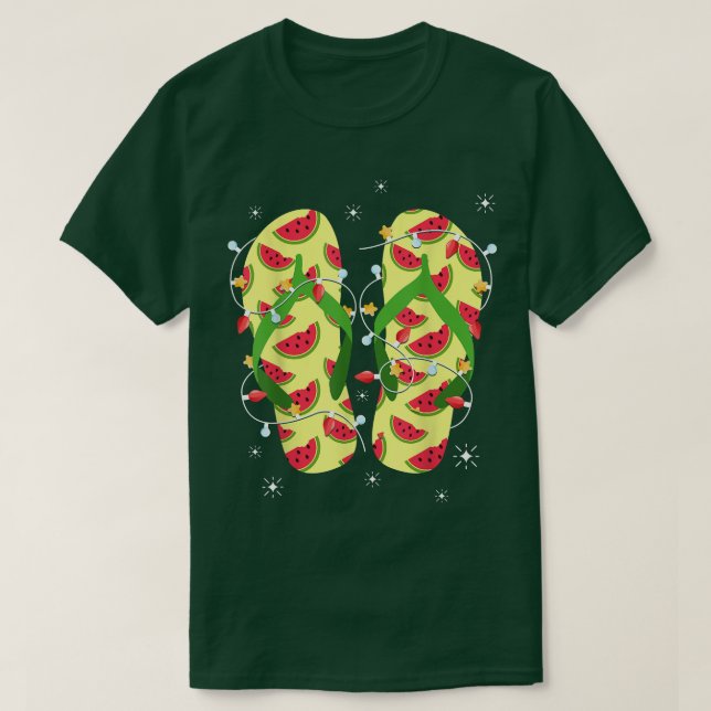 Tropical Watermelon Flinflip flops Julafton Ljus C T Shirt (Design framsida)