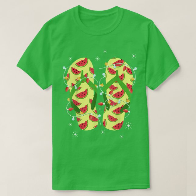 Tropical Watermelon Flinflip flops Julafton Ljus C T Shirt (Design framsida)