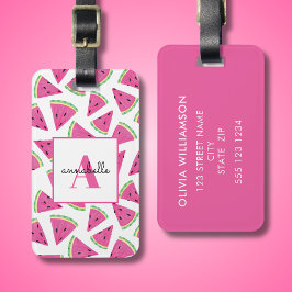 Tropical Watermelon Personlig Monogram Bagagebricka