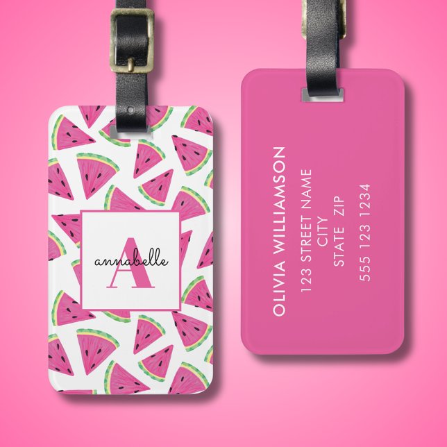 Tropical Watermelon Personlig Monogram Bagagebricka (Watermelon pattern personalized luggage tag.)