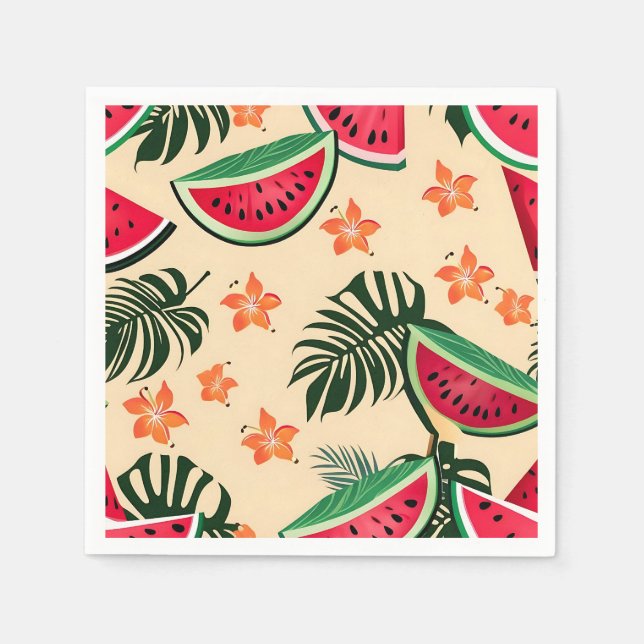 Tropical Watermelon Summer Mönster Pappersservett (Framsidan)