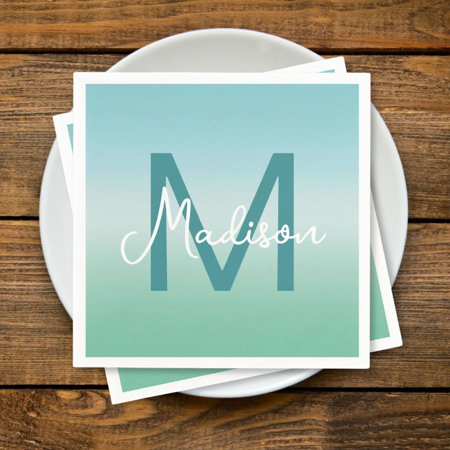 Tropical Waters Gradient Monogram Name  Pappersservett (Skapare uppladdad)